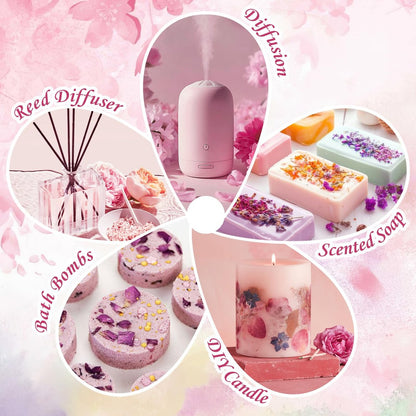 SALUBRITO Blumendüfte Set – 6x10ml Aromatherapie Öle für Diffuser & Kerzenherstellung: Jasmin, Lavendel, Rose, Gardenie, Kirschblüte, Geißblatt