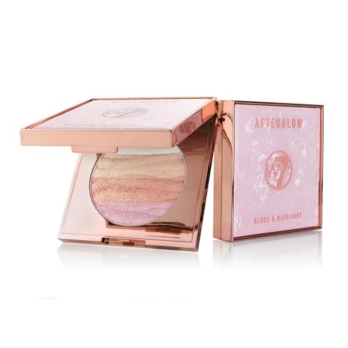 W7 Afterglow Blusher & Highlight Compact – Pink & Gold Glow Puderpresstablett
