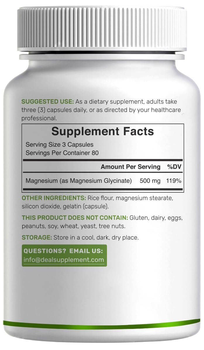 Max Stärke Magnesium Glycinat 500 mg pro Portion, 240 Kapseln | 100% cheliert für leichte Aufnahme | Essenzielles Mineral für Muskeln, Schlaf & Herzgesundheit