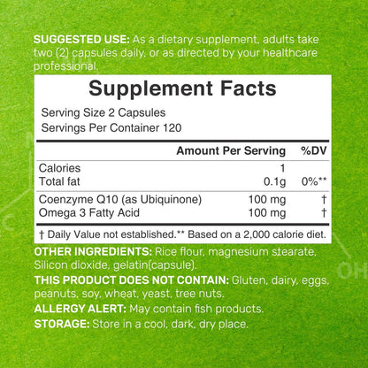 DEAL SUPPLEMENT CoQ10 100mg mit Omega 3 100mg, 240 Kapseln | Bioverfügbare Coenzym Q10 Formel | Non-GMO
