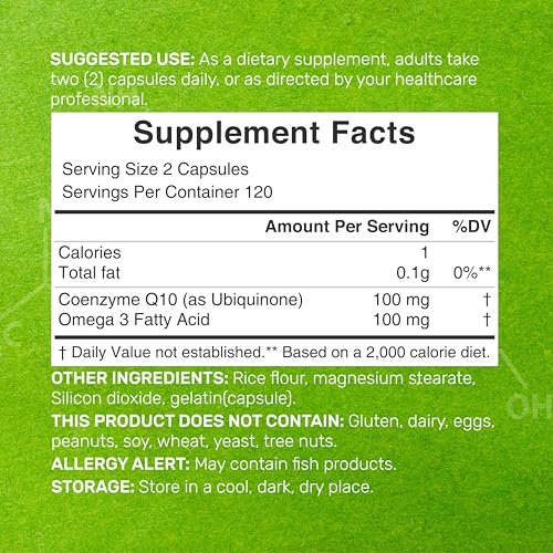 DEAL SUPPLEMENT CoQ10 100mg mit Omega 3 100mg, 240 Kapseln | Bioverfügbare Coenzym Q10 Formel | Non-GMO