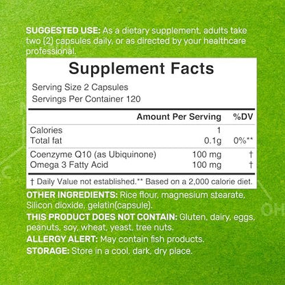 DEAL SUPPLEMENT CoQ10 100mg mit Omega 3 100mg, 240 Kapseln | Bioverfügbare Coenzym Q10 Formel | Non-GMO