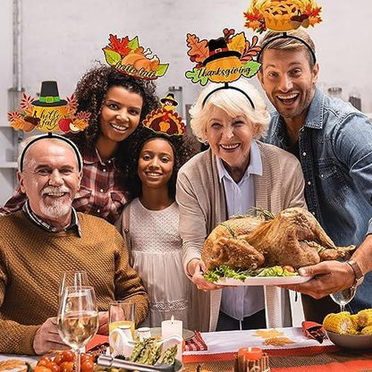 Retrowavy 12er Set Thanksgiving Truthahn Stirnband Truthahnkeule Haarband Urlaubskostüm Zubehör Partydekorationen