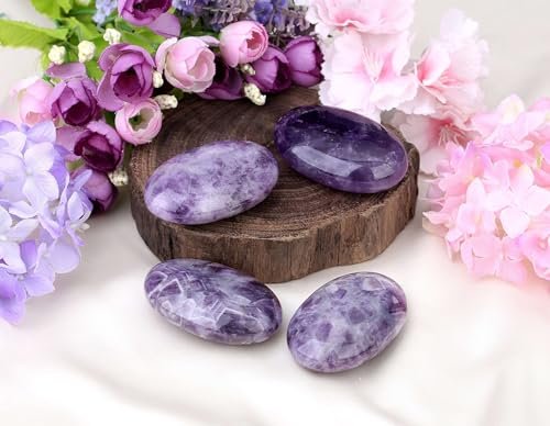 LAIDANLA Amethyst 2,4" Großer Palmstein Heilstein – Natürlicher Edelstein für Energiebalance, Beruhigung und Stressabbau – 1 Stück