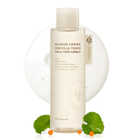 HEVEBLUE Salmon Caring Centella Toner - pH 5.5, mit Lachs-PDRN, Lachseiextrakt, Centella Asiatica und Madecassosid für Hautberuhigung und Verfeinerung der Hautstruktur - Koreanische Hautpflege (K-Beauty)
