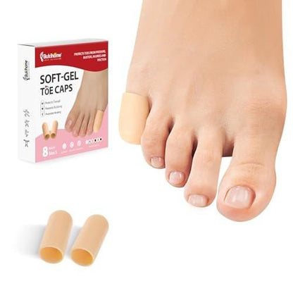 Bukihome 8er-Pack Gel-Zehenkappe, Schutz für den kleinen Zeh – Polsterung und Schutz für Zehen, Linderung von Zehenschmerzen bei eingewachsenen Zehennägeln, Hühneraugen, Blasen, Hammerzehen (kleine Größe)