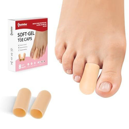 Bukihome 8er-Pack Gel-Zehenkappen, Zehenschoner für Damen und Herren – Polster und Schutz für die Zehen, lindert Schmerzen durch eingewachsene Zehennägel, Hühneraugen, Blasen, Hammerzehen (Mittel)