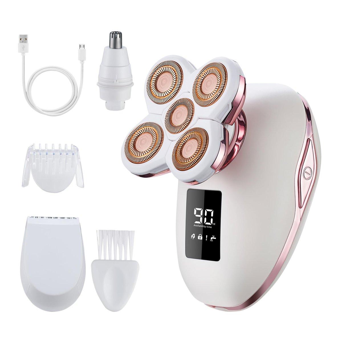 UPTARD Damen Elektrorasierer für Frauen Beine Bikinizone Gesichtshaarentfernung 2 in 1 Damenrasierer, Bikinitrimmer, wasserdicht (5D)