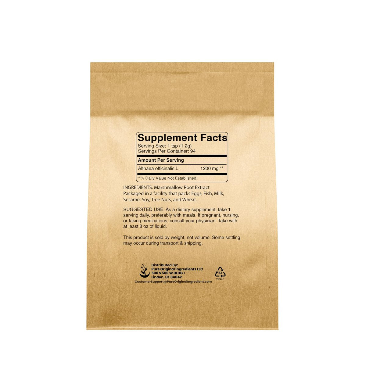 PURE ORIGINAL INGREDIENTS Marshmallow Root Extrakt (4 oz), Pulver, Pflanzliches Nahrungsergänzungsmittel