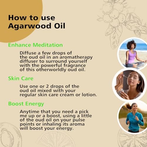 GM Gumili Agarwood Ätherisches Öl, Reines Oud Öl für Aromatherapie und Meditation - 30ml / 1 oz