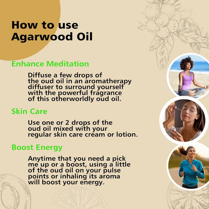 GM Gumili Agarwood Ätherisches Öl, Reines Oud Öl für Aromatherapie und Meditation - 30ml / 1 oz