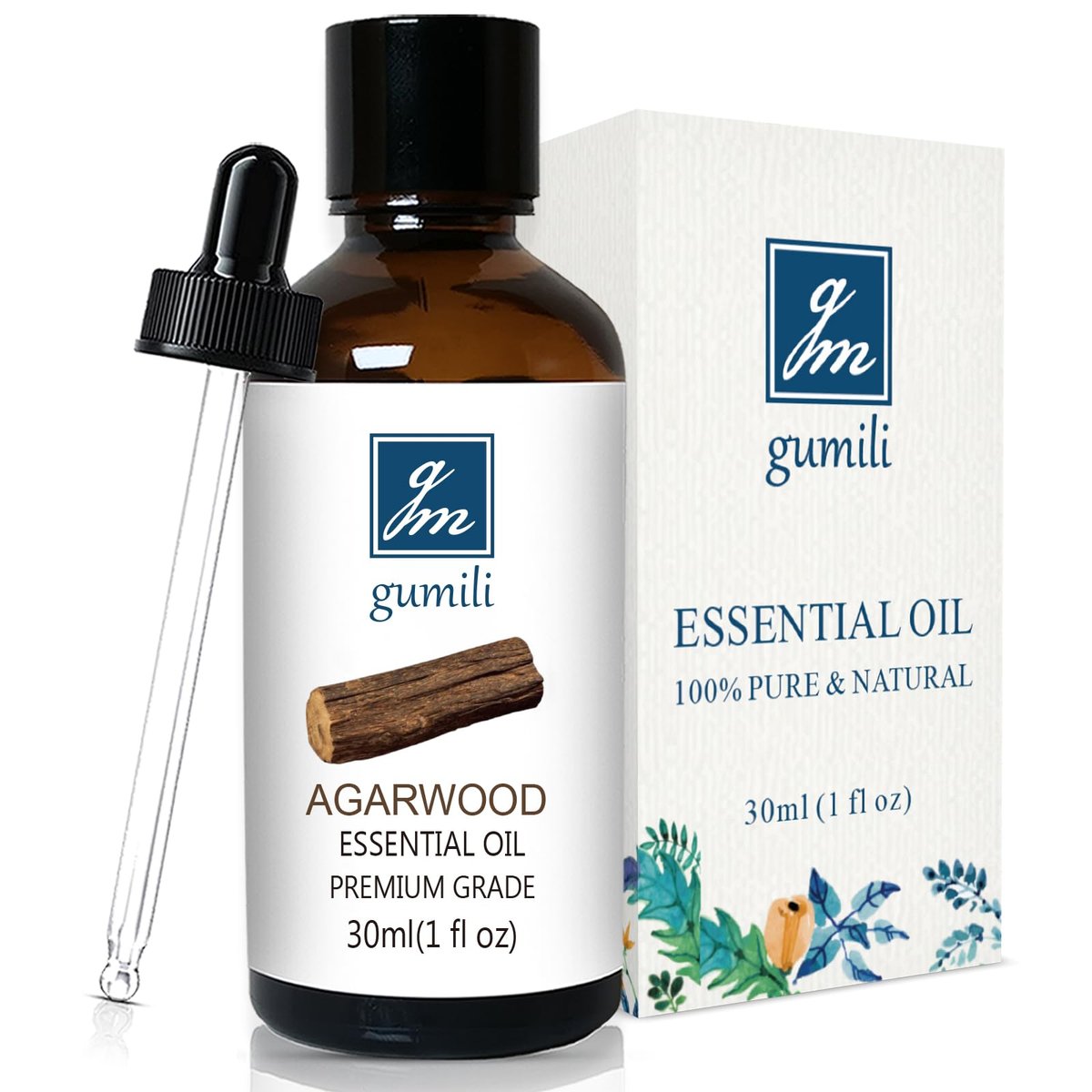 GM Gumili Agarwood Ätherisches Öl, Reines Oud Öl für Aromatherapie und Meditation - 30ml / 1 oz