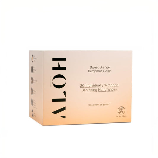 ALŌH Skin - Sanitizing Hand Wipes mit Sweet Orange Bergamot – 1 Box mit 20 einzeln verpackten Tüchern