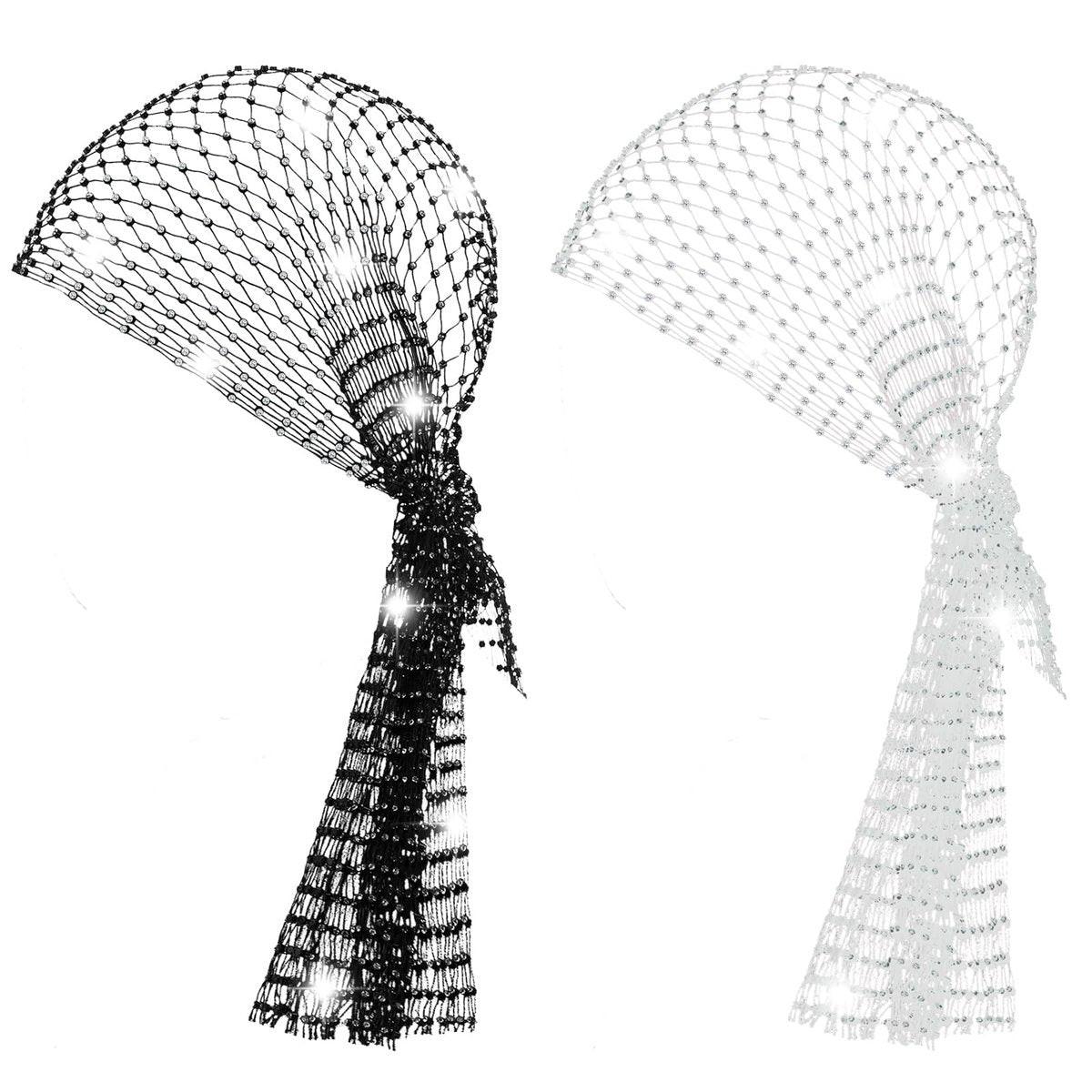 Yuxung 2er-Pack Strass-Kopfband: Mesh-Stirnband für Rave, Festival, 70er-Disco – Glitzerndes Tuch mit Kristallkette für Frauen