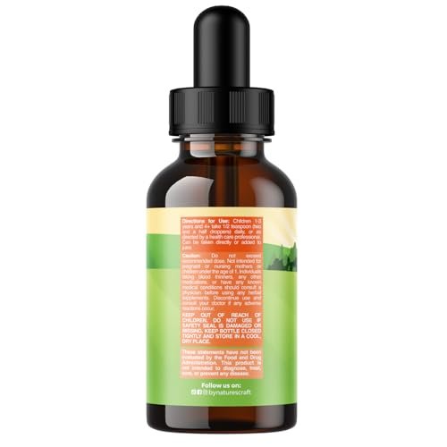 Natures Craft Kids DHA Omega 3 6 9 Tropfen – Flüssiges Omega-3 für Kinder mit EPA & ALA zur Unterstützung von Gehirn, Immunsystem und Sehkraft – 2 Fl Oz