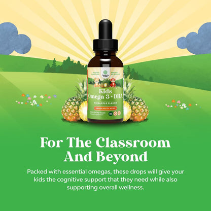 Natures Craft Kids DHA Omega 3 6 9 Tropfen – Flüssiges Omega-3 für Kinder mit EPA & ALA zur Unterstützung von Gehirn, Immunsystem und Sehkraft – 2 Fl Oz