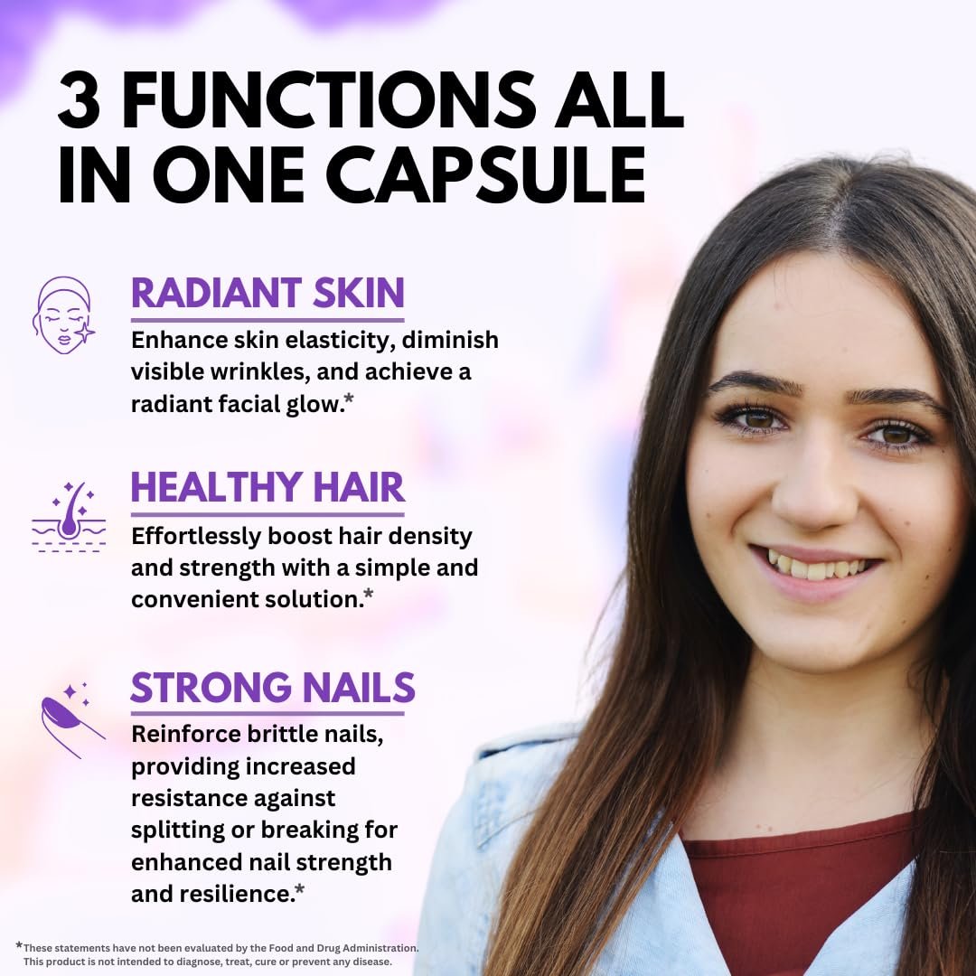 VITBOOST Biotin mit Hyaluronsäure, Kollagen und Keratin – 25000 mcg Haarwuchs-Vitamine für Männer und Frauen – Nägel und Haut, USA hergestellt, drittgeprüft, B1, B2, B3, B6, B7 Komplex – 60 Kapseln