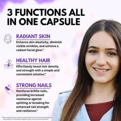 VITBOOST Biotin mit Hyaluronsäure, Kollagen und Keratin – 25000 mcg Haarwuchs-Vitamine für Männer und Frauen – Nägel und Haut, USA hergestellt, drittgeprüft, B1, B2, B3, B6, B7 Komplex – 60 Kapseln