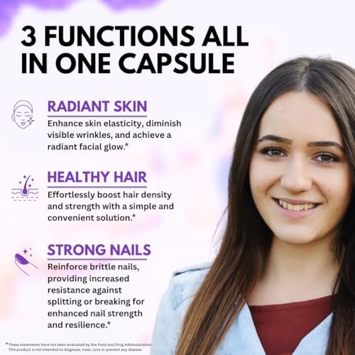 VITBOOST Biotin mit Hyaluronsäure, Kollagen und Keratin – 25000 mcg Haarwuchs-Vitamine für Männer und Frauen – Nägel und Haut, USA hergestellt, drittgeprüft, B1, B2, B3, B6, B7 Komplex – 60 Kapseln