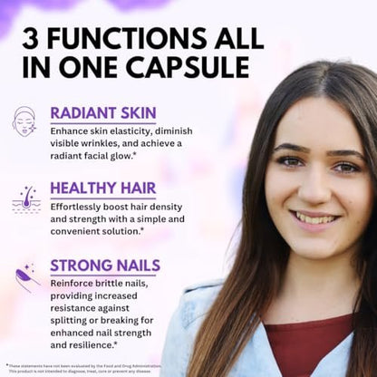 VITBOOST Biotin mit Hyaluronsäure, Kollagen und Keratin – 25000 mcg Haarwuchs-Vitamine für Männer und Frauen – Nägel und Haut, USA hergestellt, drittgeprüft, B1, B2, B3, B6, B7 Komplex – 60 Kapseln
