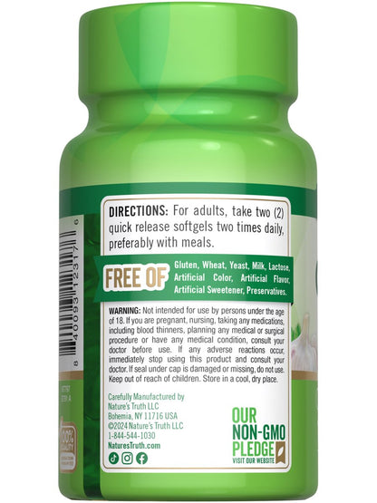 Nature's Truth Geruchlose Knoblauch Softgels | 180 Kapseln | Nicht-GVO & Glutenfrei