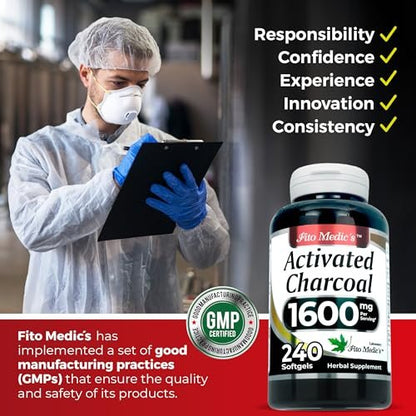 FITO MEDIC'S Lab | Aktivkohle | 240 Kapseln | Aktivkohlepillen