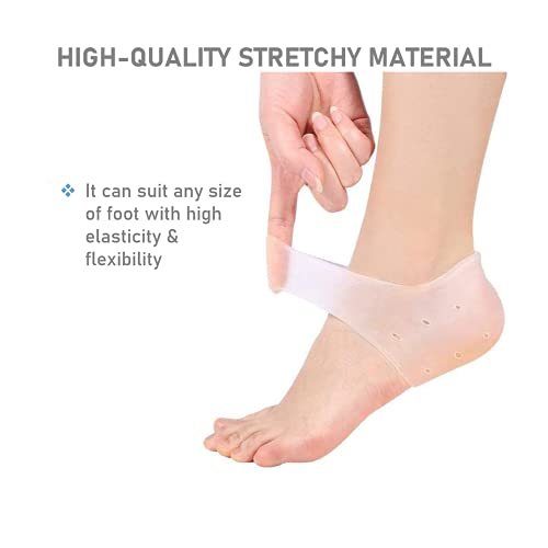 VivoFoot 3 Paar Gel-Fersenpolster, Silikon-Fersensocken, Fersenärmel zur Linderung von Fersenschmerzen und rissigen Fersen für Damen und Herren