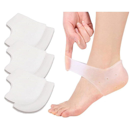 VivoFoot 3 Paar Gel-Fersenpolster, Silikon-Fersensocken, Fersenärmel zur Linderung von Fersenschmerzen und rissigen Fersen für Damen und Herren