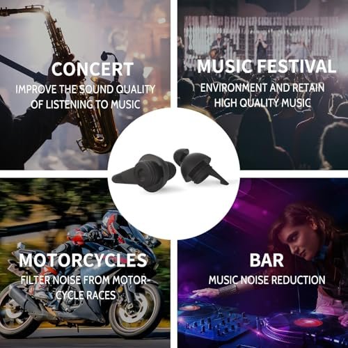 LYSIAN High Fidelity Konzert Ohrstöpsel, 23dB Geräuschreduzierung, Musiker Ohrstöpsel für Konzerte, Festivals & Raves, Wiederverwendbare weiche Ohrstöpsel mit Aluminiumetui, 2 Paar Schwarz