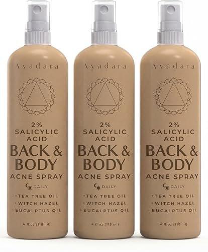 AYADARA Akne Körper Spray mit 2% Salicylsäure – gegen Rückenakne, Körperakne, Zystische Akne, Hormonelle Akne für Jugendliche & Erwachsene, 3er-Pack (4 Fl Oz pro Flasche)