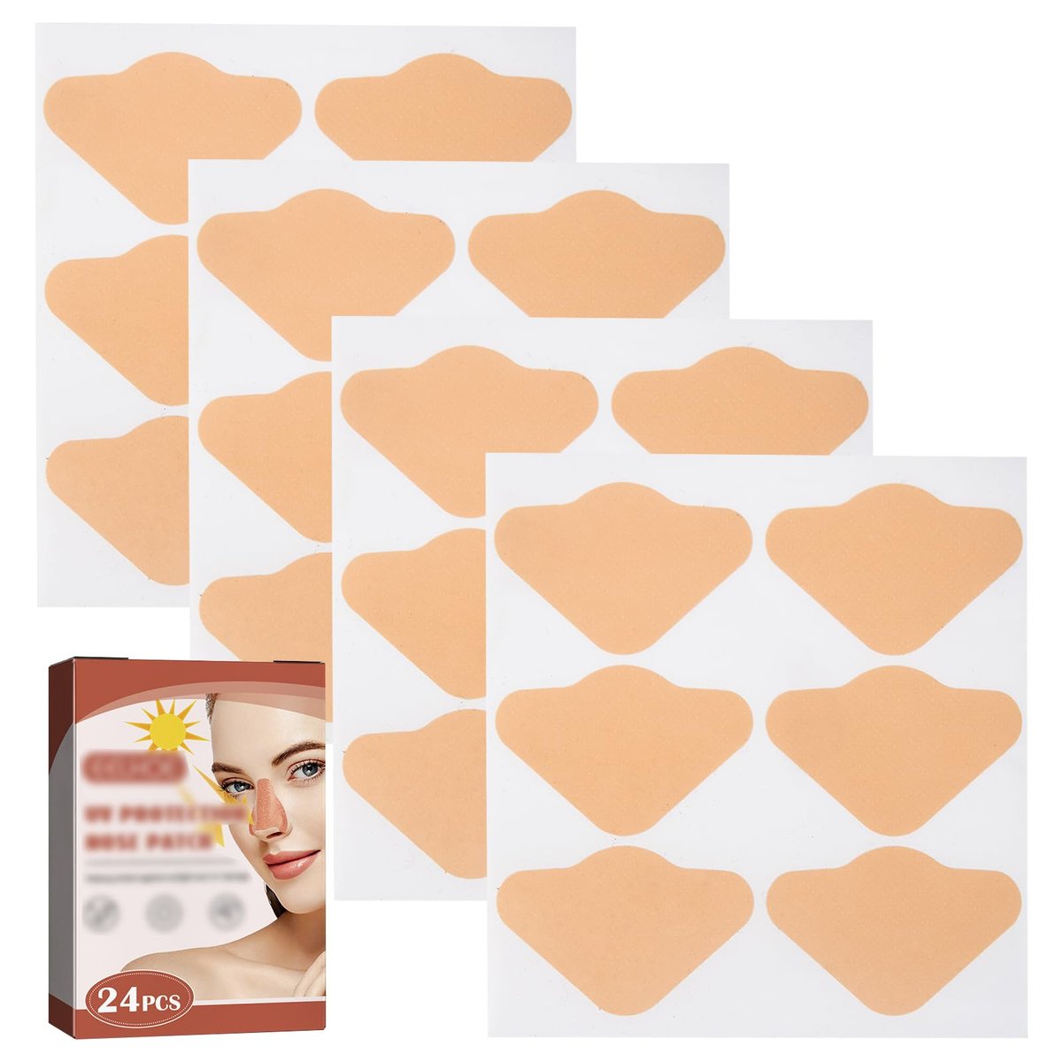 24 Stück Nase Hautschutz Pflaster Sonnenblocker für Golf Nase Bandage Sonnenschutz für Männer Frauen Outdoor Sport Zubehör, Beige