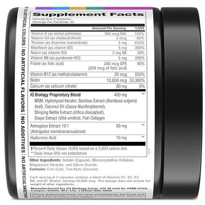 Biotin 10.000 mcg Nahrungsergänzungsmittel für Haarwachstum mit Kollagen & Keratin gegen Haarausfall & dünner werdendes Haar - Haar-, Haut- und Nagelvitamine für Frauen & Männer - Gesunder Nachwuchs, Hautglanz & Nagelreparatur - 60 Kapseln