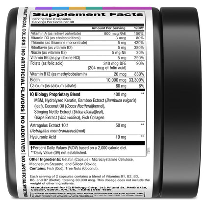 Biotin 10.000 mcg Nahrungsergänzungsmittel für Haarwachstum mit Kollagen & Keratin gegen Haarausfall & dünner werdendes Haar - Haar-, Haut- und Nagelvitamine für Frauen & Männer - Gesunder Nachwuchs, Hautglanz & Nagelreparatur - 60 Kapseln