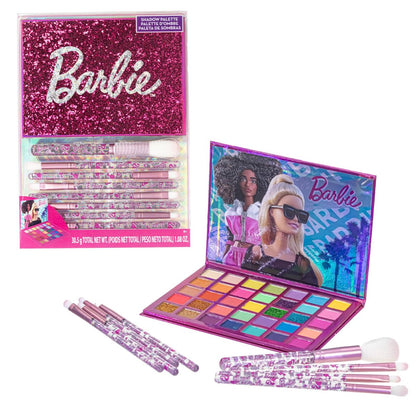 Barbie 35-Felder Lidschattenpalette, schimmernde und deckende Farben, pigmentiert und mischbar, 8 Applikatorpinsel, ab 8 Jahren, von Townley Girl