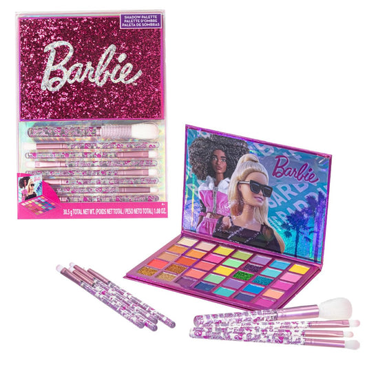 Barbie 35-Felder Lidschattenpalette, schimmernde und deckende Farben, pigmentiert und mischbar, 8 Applikatorpinsel, ab 8 Jahren, von Townley Girl