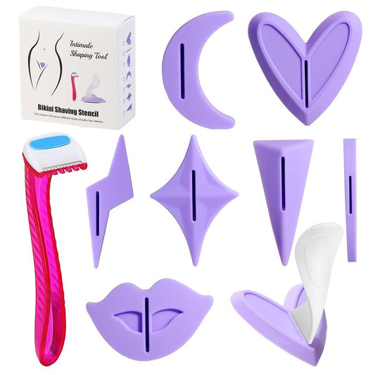 Pubic Hair Stencils für Frauen - Bikini Schablonen für Intimbereich - 7 Formen für perfekte Bikinizone Gestaltung und Styling