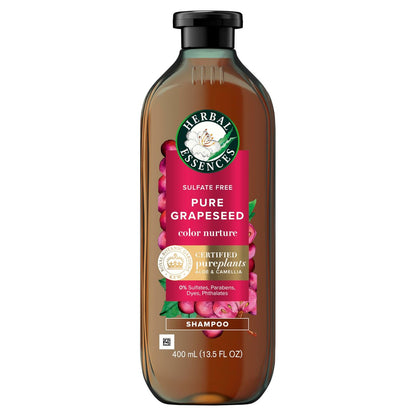 Herbal Essences Pure Grapeseed Color Nurture Sulfatfreies Shampoo, 400 ml – Farbschutz und Pflege für coloriertes Haar
