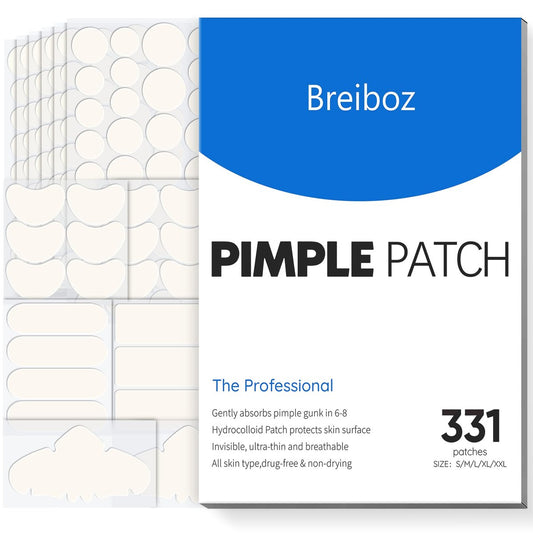 Pimple Patches für Gesicht & Körper, 331 Patches Sortiment mit großen Größen, unsichtbares Hydrokolloid-Akne-Pflaster mit Teebaumöl & Salicylsäure, Übernacht-Pickel-Sticker für Unreinheiten & Flecken, alle Hauttypen