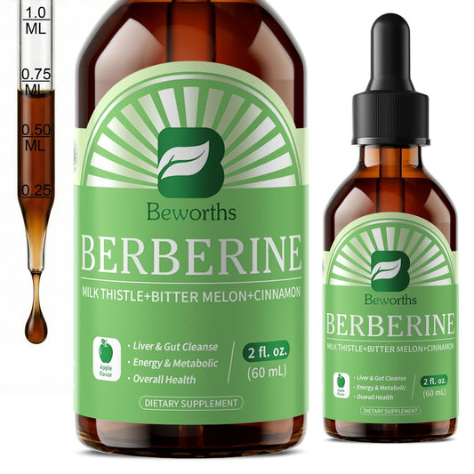 B BEWORTHS Berberin HCL Komplex mit Ceylon-Zimt – Berberin Phytosom Flüssigtropfen mit Kurkuma, Bittermelone, Mariendistel – zur Unterstützung der Verdauung