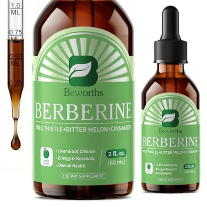 B BEWORTHS Berberin HCL Komplex mit Ceylon-Zimt – Berberin Phytosom Flüssigtropfen mit Kurkuma, Bittermelone, Mariendistel – zur Unterstützung der Verdauung