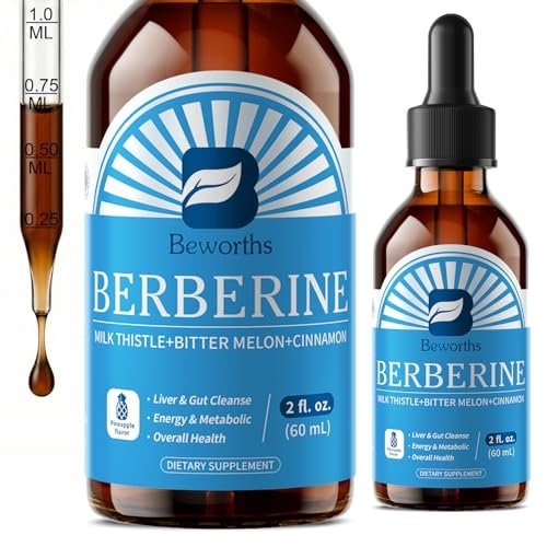 Berberin Komplex mit Ceylon Zimt – Berberin Flüssigtropfen mit Mariendistel, Kurkuma, Bittermelone – für Verdauung und Immunsystem – 60 ml