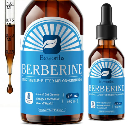 Berberin Komplex mit Ceylon Zimt – Berberin Flüssigtropfen mit Mariendistel, Kurkuma, Bittermelone – für Verdauung und Immunsystem – 60 ml