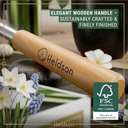 HELDSON® Ausziehbarer Rückenkratzer [5 Kratzköpfe] - Teleskop-Rückenkratzer aus Edelstahl für Erwachsene - Metall-Bärenkralle Rückenkratzer-Stab - Geschenke für Männer und Frauen