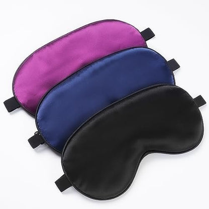 Seiden Schlafmaske mit verstellbarem Band – Bequeme und weiche Augenmaske für erholsamen Schlaf (Schwarz, Blau, Lila)