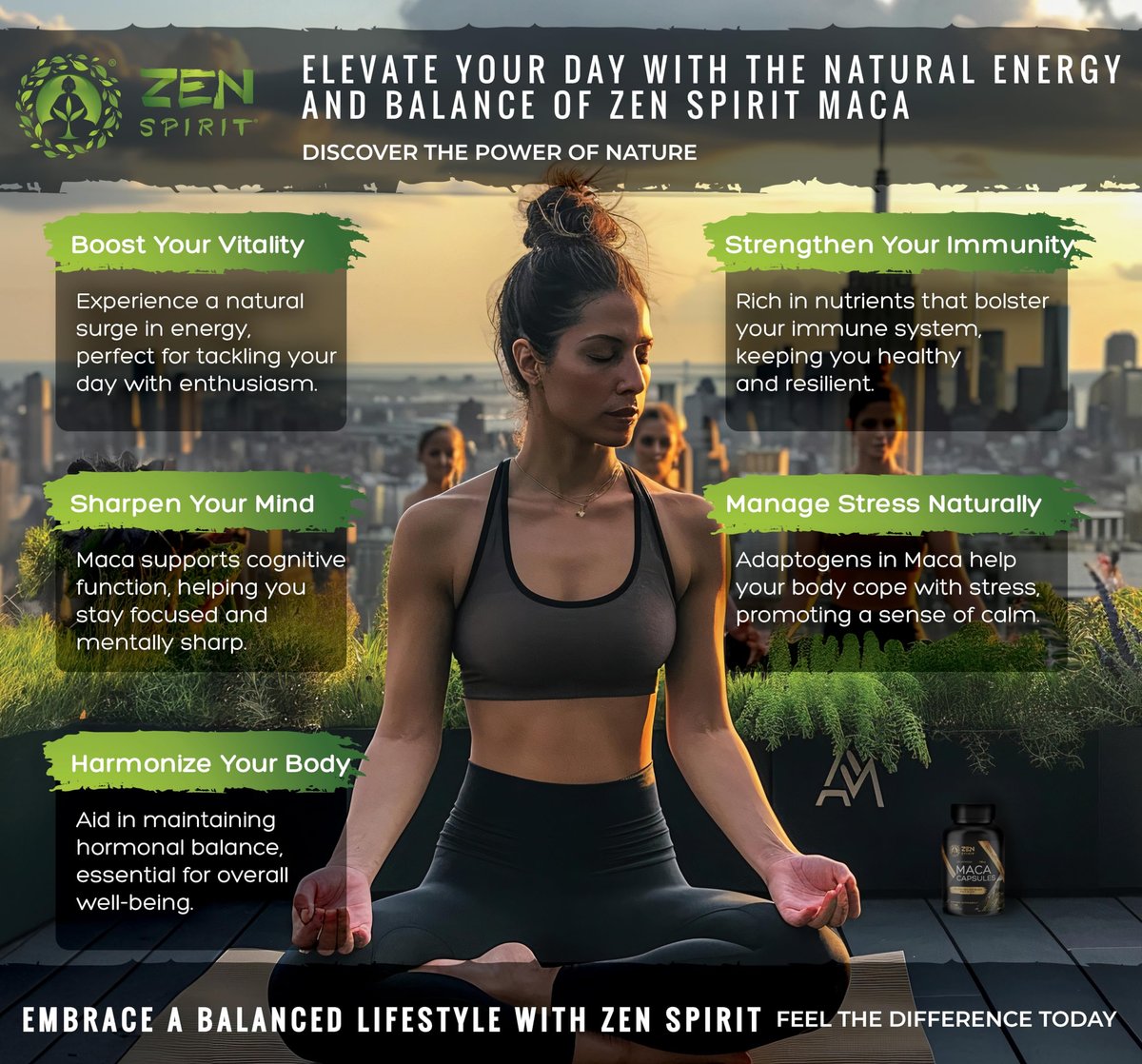 Zen Spirit Bio Maca-Wurzel Kapseln gelatiniert - Gelbe, rote & schwarze Pulvermischung - Vegan & Bio-zertifiziert - 180 Kapseln 500mg - Nahrungsergänzung für Männer und Frauen