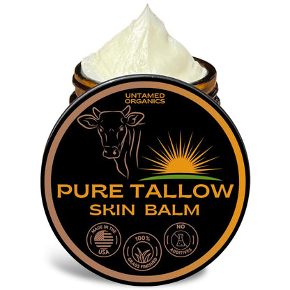 Untamed Organics Reines Talgfett 100% Grasgefüttertes Rindertalg-Balsam für Hautpflege - Ganzkörper- & Gesichtsfeuchtigkeitscreme für empfindliche Haut, Ekzeme - Allzweck-Talgcreme (Unparfümiert) 56 g