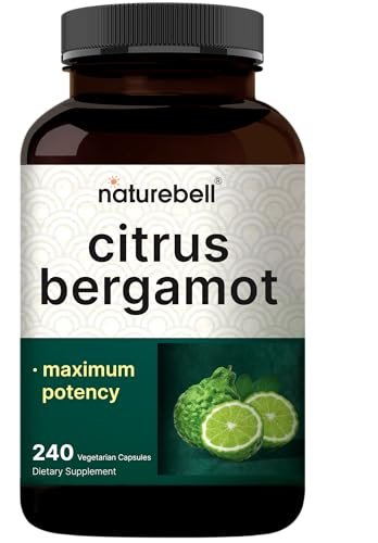 NatureBell Citrus Bergamot, 240 vegane Kapseln – Echtes Fruchtextrakt mit polyphenolischen Flavanonen – Non-GMO, cGMP-zertifiziert