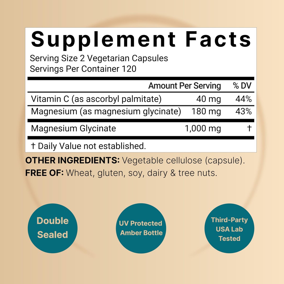 NatureBell Reines Magnesiumglycinat 1.000 mg, 240 vegane Kapseln | Chelat-Magnesium mit Vitamin C – Non-GMO, füllstofffrei, cGMP hergestellt