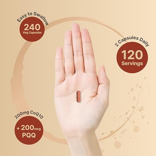 NatureBell CoQ10 200 mg mit PQQ, 240 vegane Kapseln – Stabile, hochabsorbierbare Form – Antioxidantien-Unterstützung für Herz und Energie – Hochdosiertes Coenzym Q10 Supplement
