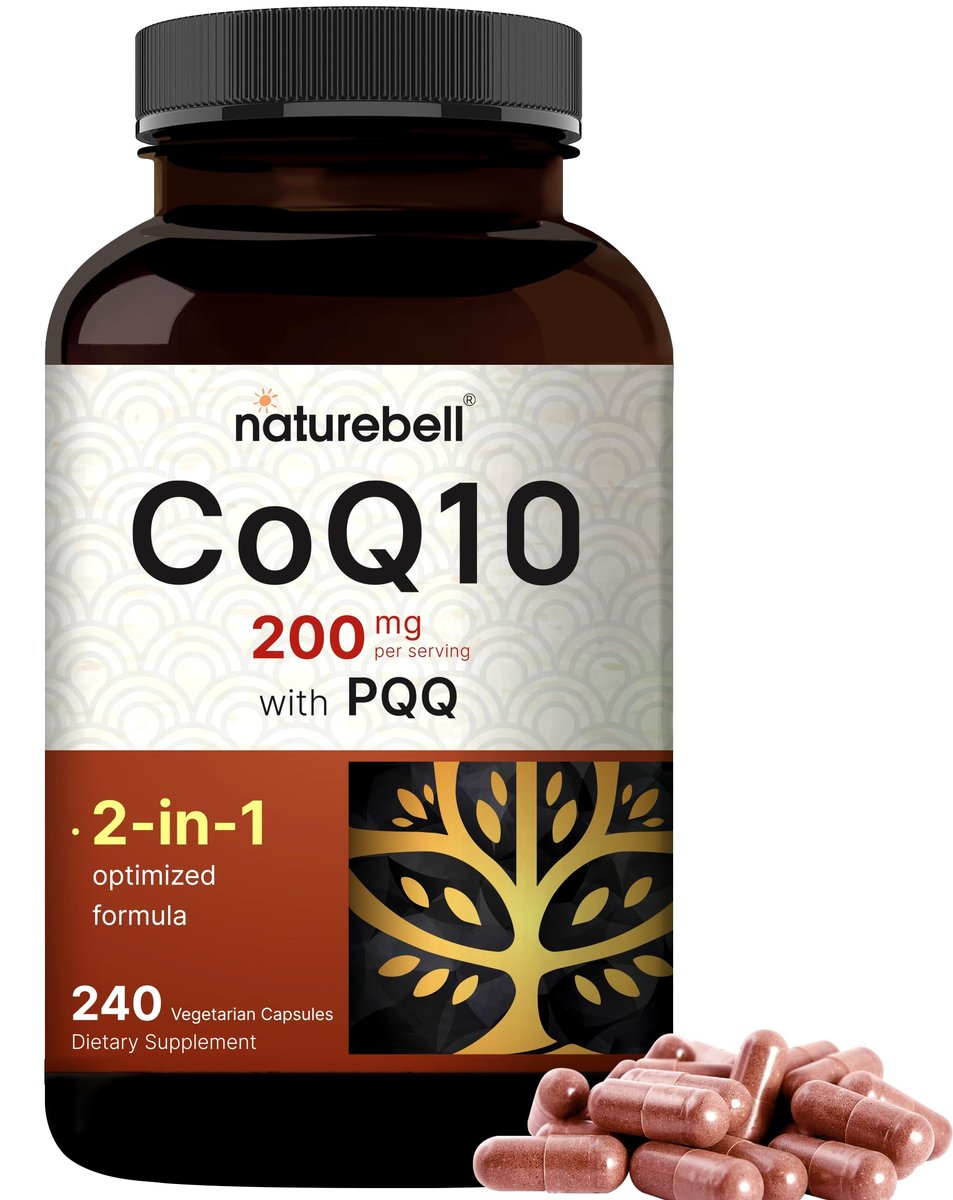 NatureBell CoQ10 200 mg mit PQQ, 240 vegane Kapseln – Stabile, hochabsorbierbare Form – Antioxidantien-Unterstützung für Herz und Energie – Hochdosiertes Coenzym Q10 Supplement